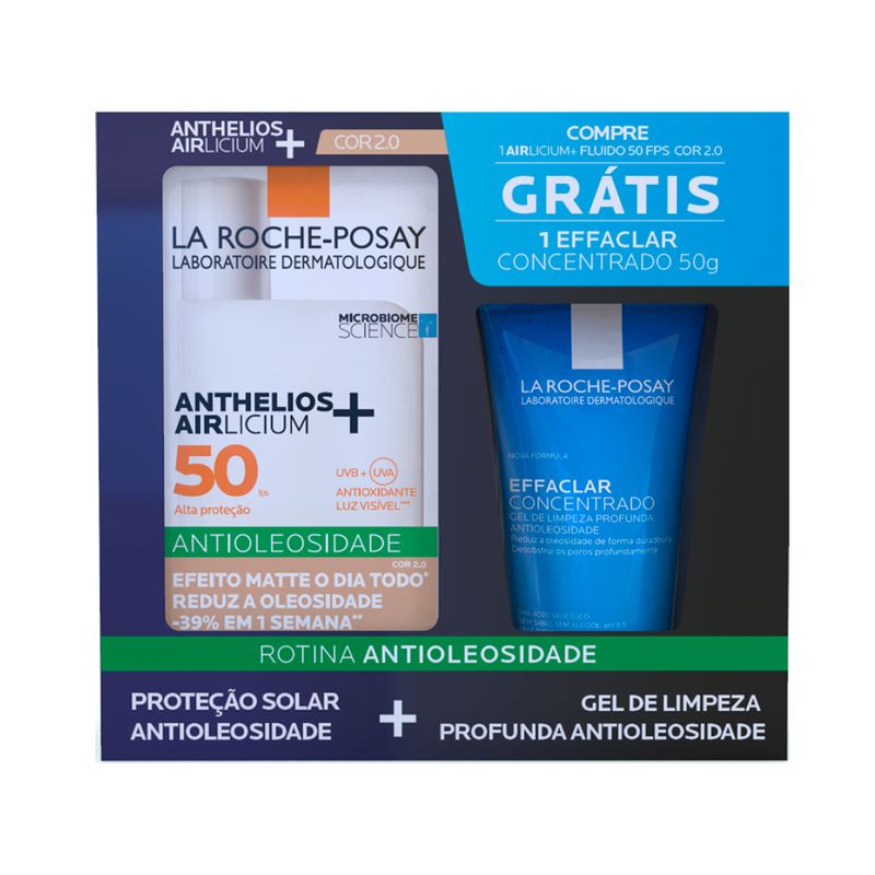 Protetor-Solar-Facial-La-Roche-Posay-Airlicium-Fluido-FPS50-2.0-40-g----Gel-de-Limpeza-Effaclar-50-g