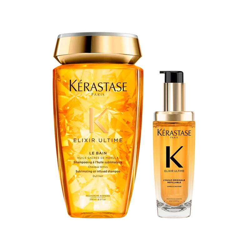 Kit-Kerastase-Elixir---Oleo-Capilar-Elixir-Ultime-L-huile-Originale-75-ml---Shampoo-Elixir-Ultime-Bain-250-ml