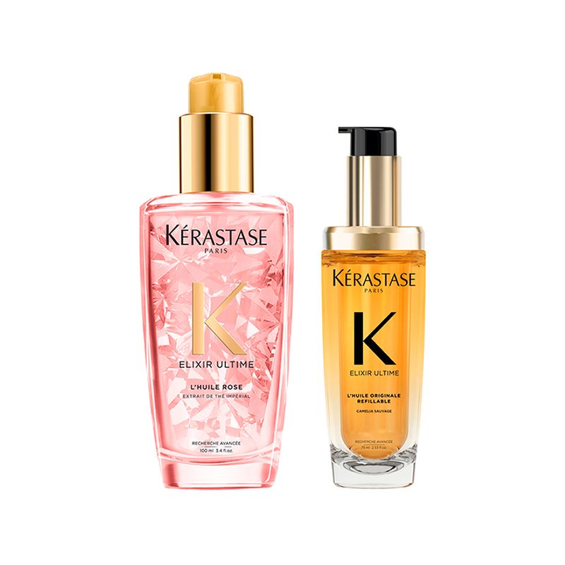 Kit-Kerastase-Elixir---Oleo-Capilar-Elixir-Ultime-L-huile-Originale-75-ml---Oleo-Capilar-Elixir-Ultime-L-huile-Rose-100-ml