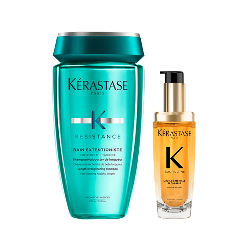 Kit-Kerastase---Oleo-Capilar-Elixir-Ultime-L-huile-Originale-75-ml---Shampoo-Resistance-Bain-Extentioniste-250-ml