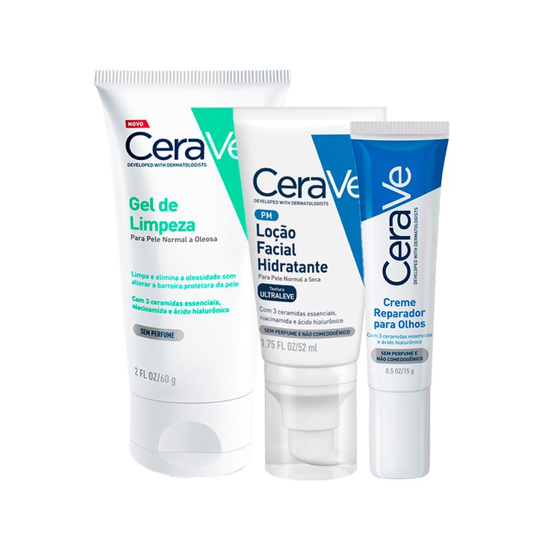 Kit-Cerave-Facial---Locao-Hidratante-52-ml---Gel-De-Limpeza-60-g---Creme-Para-Os-Olhos-Ceramidas-15-g