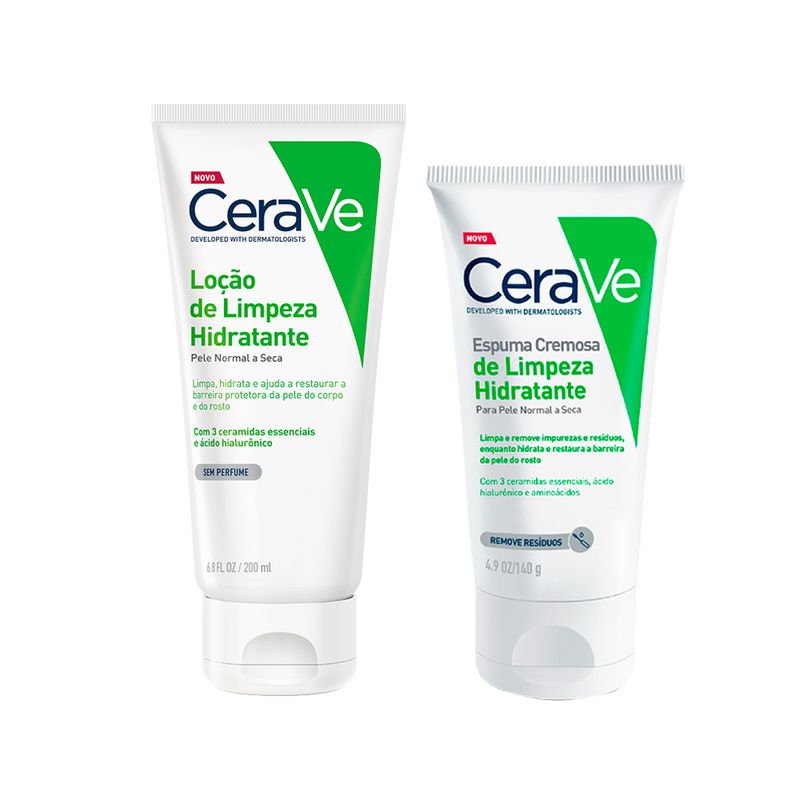 Kit-Cerave----Espuma-Facial-De-Limpeza-Hidratante-140-g---Locao-De-Limpeza-Corporal-200-ml