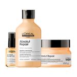 Kit-L-oreal-Professionnel-Serie-Expert-Absolut-Repair-Gold-Quinoa---Shampoo-300-ml---Mascara-De-Reparacao-250-G---Oleo-Capilar-30-ml