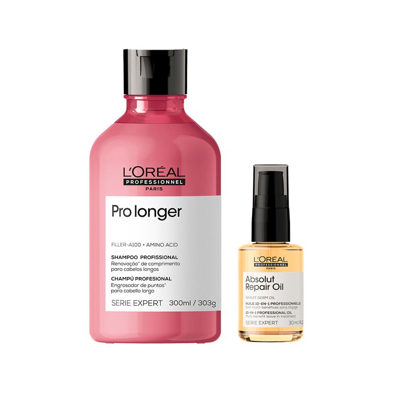 Kit-L-oreal-Professionnel-Serie-Expert-Pro-Longer---Shampoo-300-ml---Oleo-Capilar-Absolut-Repair-10-In-1-30-ml