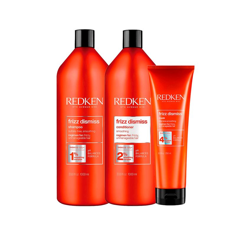 Kit-Redken-Frizz-Dismiss---Shampoo-1000-ml---Condicionador-1000-ml---Mascara-250-g