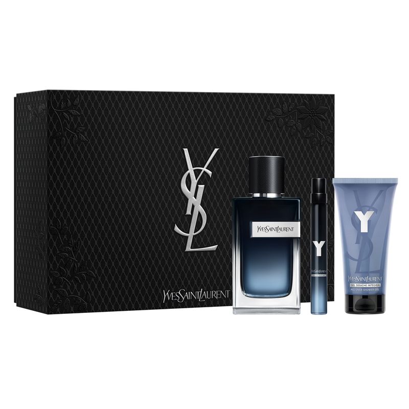 Kit-Coffret-Perfume-Yves-Saint-Laurent-Y-Eau-de-Parfum-Masculino-100-ml---Miniatura-Edp-10-ml---Gel-de-Banho-Y-50-ml