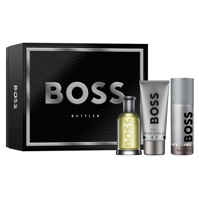 Kit-Hugo-Boss-Coffret-Perfume-Boss-Bottled-Eau-de-Toilette-100-ml---Gel-de-Banho-100-ml---Desodorante-150-ml-Caixa-Preta