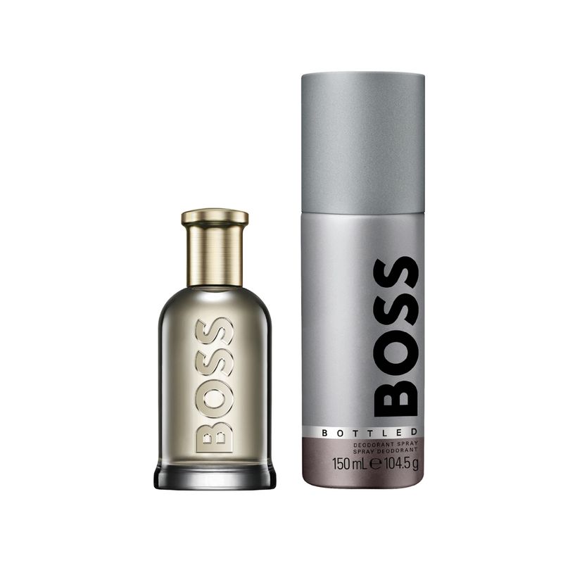 Kit-Hugo-Boss-Coffret-Perfume-Boss-Bottled-Eau-de-Parfum-Masculino-50-ml---Desodorante-150-ml-Caixa-Preta