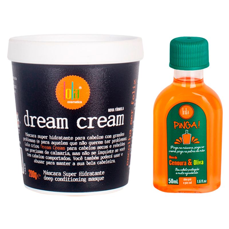 Kit-Lola-From-Rio---Mascara-Dream-Cream--200-g---Oleo-Pinga--Cenoura---Oliva--50-ml
