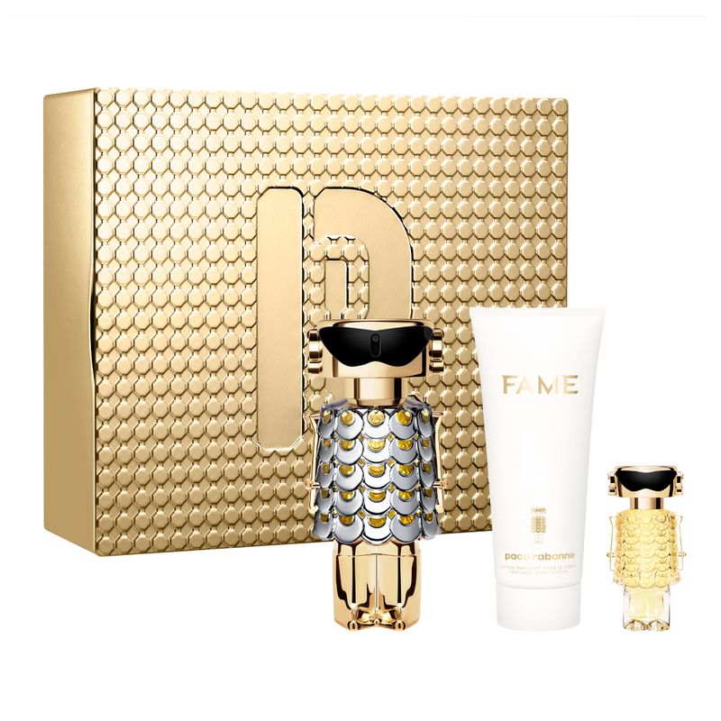 Kit-Perfume-Rabanne-Fame-Feminino-Eau-de-Parfum-80-ml---Creme-Corporal-Perfumed-100-ml---Miniatura-4-ml