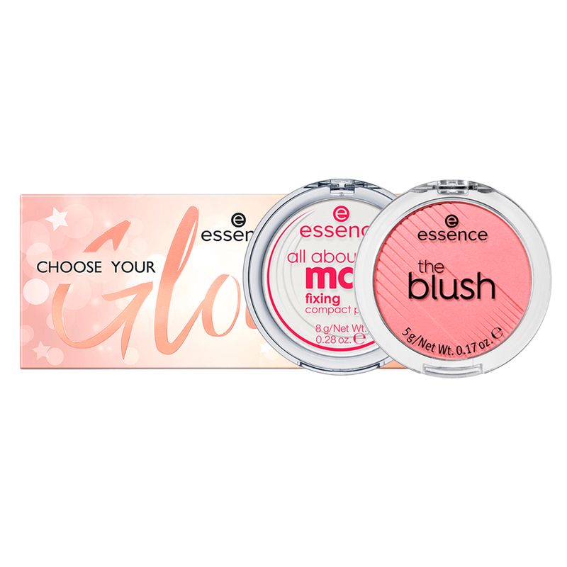 Kit-Essence-Po-Compacto-Matte-All-About-Matt--Translucido---Paleta-de-Iluminador-Choose-Your-Glow---Blush-Compacto-10-Rosa-5-g