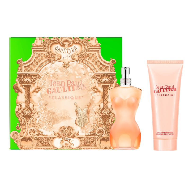 Kit-Coffret-Perfume-Jean-Paul-Gaultier-Classique-Feminino-Eau-de-Toilette-50-ml---Creme-Corporal-75-ml