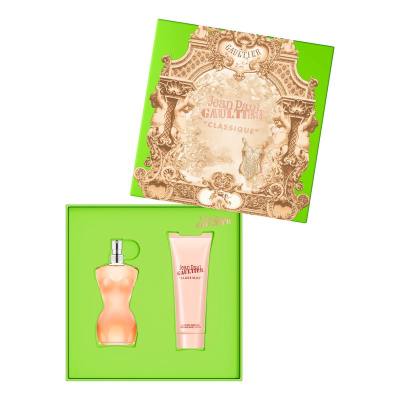 Kit-Coffret-Perfume-Jean-Paul-Gaultier-Classique-Feminino-Eau-de-Toilette-50-ml---Creme-Corporal-75-ml