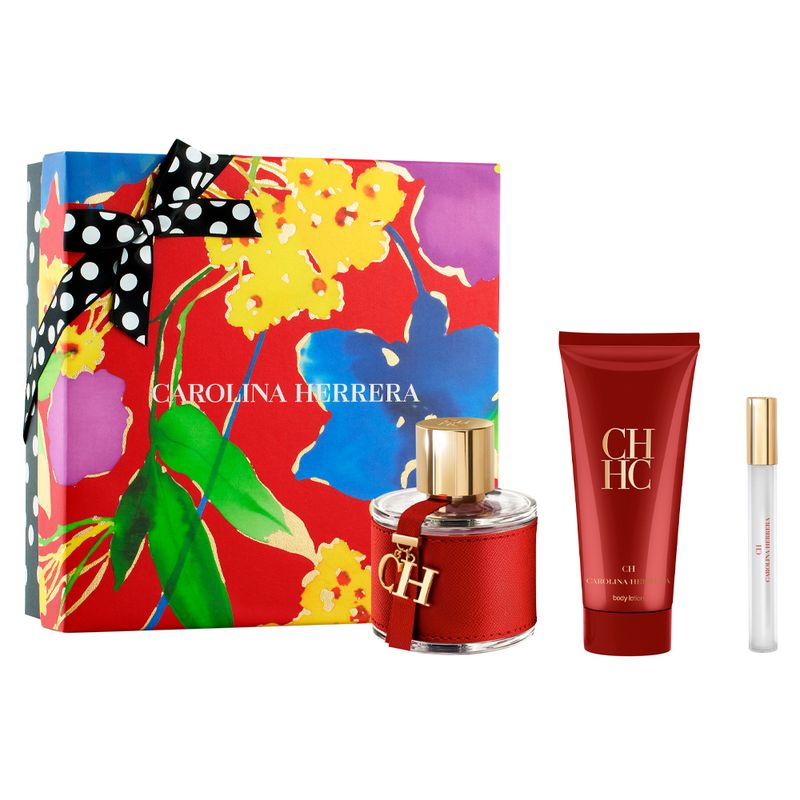 Kit-Coffret-Perfume-Carolina-Herrera-CH-Feminino-Eau-de-Toilette-100-ml---Creme-Corporal-100-ml---Miniatura-10-ml