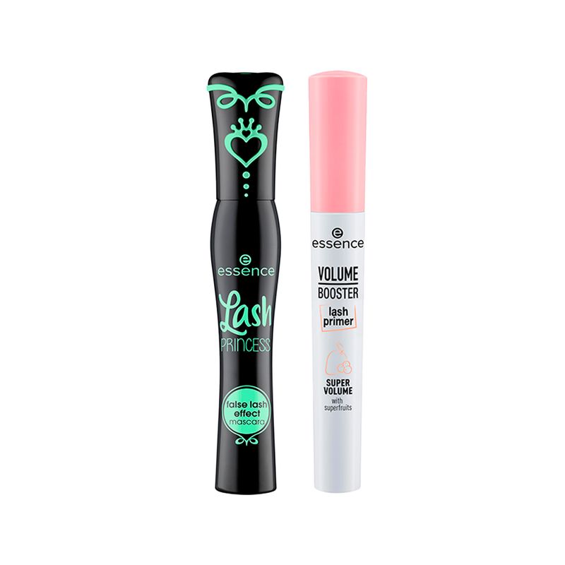 Kit-Essence-Mascara-para-Cilios-Lash-Princess-Preta-12-ml---Primer-de-Cilios-Volume-Booster-Branco-7-ml