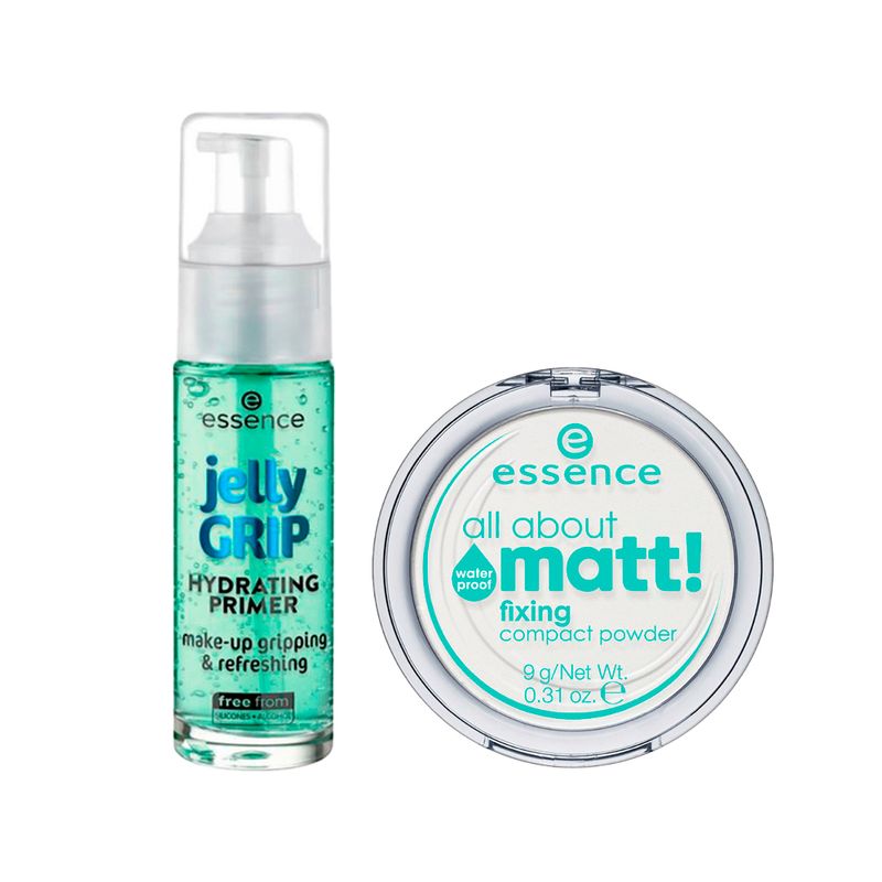 Kit-Essence-Primer-Jelly-Grip-Hydrating-29-ml---Po-Compacto-Translucido-All-About-Matt--9-g