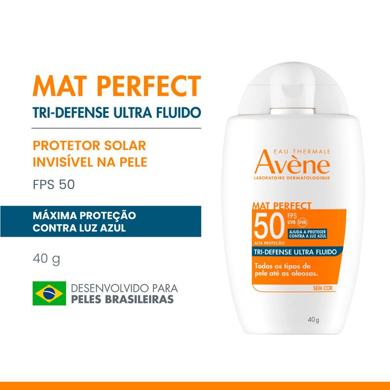 Protetor-Solar-Facial-Avene-Mat-Perfect-Tri-Defense-Ultra-Fluido-sem-Cor-FPS-50-40-g