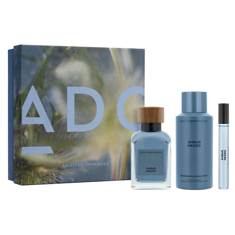 Kit-Adolfo-Dominguez-Coffret-Perfume-Ambar-Negro-Eau-de-Parfum-Masculino-120-ml---Desodorante-150-ml---Miniatura-10-ml