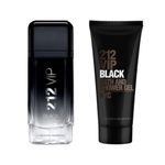 Kit-Carolina-Herrera-Coffret-Perfume-212-Vip-Black-Eau-de-Parfum-Masculino-100-ml---Gel-de-Banho-100-ml