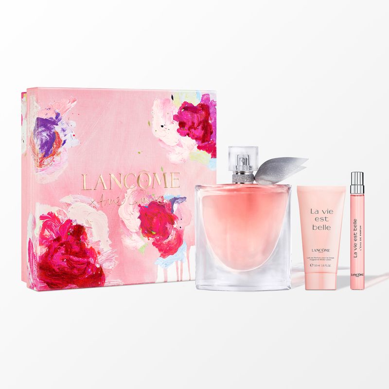 KIT-LANCOME-LA-VIE-EST-BELLE-COFFRET-PERFUME-FEMININO-EDP-100ML---CREME-CORPORAL-50ML---MINIATURA-10ML