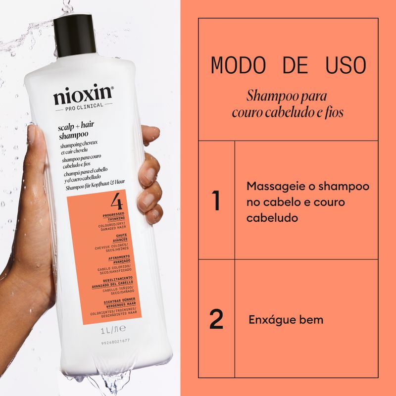 Shampoo-para-Cabelo-Colorido-Seco-Danificado-com-Afinamento-Avancado---Sistema-4-Shampoo---1L
