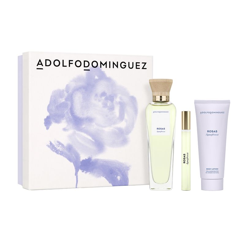 Kit-Adolfo-Dominguez-AguaFresca-Rosas-Feminino-Eau-de-Toilette-120-ml---Hidratante-Corporal-75-ml---Miniatura-10-ml