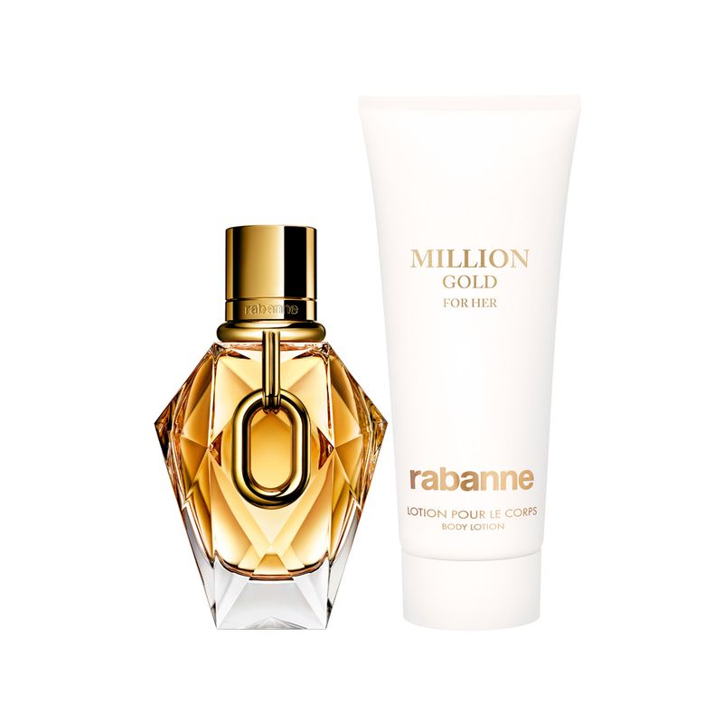 Kit-Coffret-Rabanne-Kit-Million-Gold-For-Her-Feminino-Eau-de-Parfum-Refillable-50-ml---Lotion-pour-le-corps-Creme-corporal-100-ml