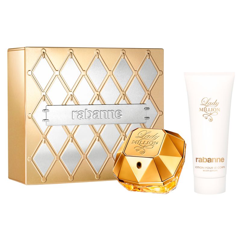 Kit-Coffret-Rabanne-Kit-Lady-Million-Sensual-Creme-corporal-100-ml---Eau-de-Parfum-80-ml