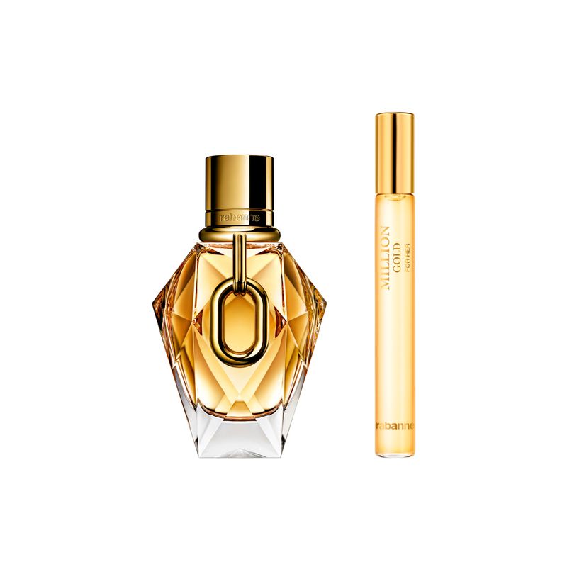 Kit-Coffret-Rabanne-Kit-Million-Gold-For-Her-Feminino-Eau-de-Parfum-Refillable-50-ml---Miniatura-10-ml