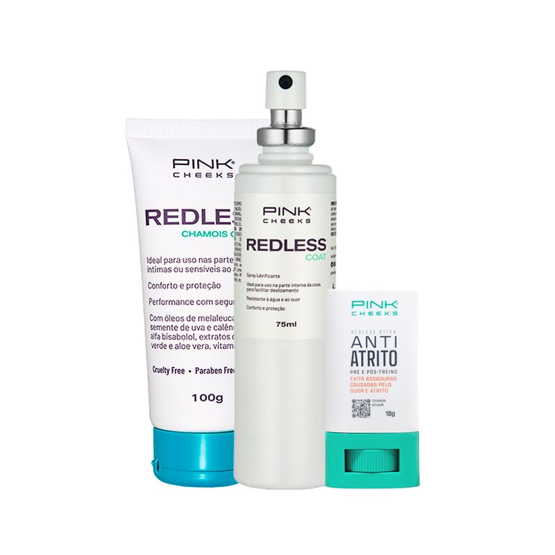 Kit-Pink-Cheeks-Redless---Creme-Antiatrito-Chamois-Cream-100-g---Bastao-Antiatrito-18-g---Spray-Antiatrito-Coat-75-ml