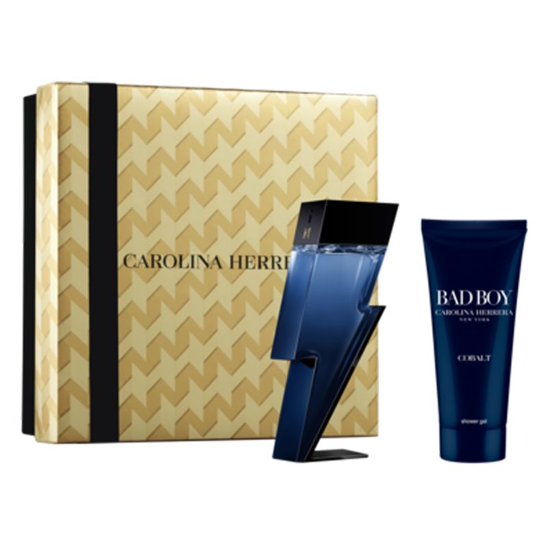 Kit-Coffret-Carolina-Herrera-Kit-Bad-Boy-Cobalt-Masculino-Eau-de-Parfum-Electrique-100-ml---Gel-de-Banho-100-ml