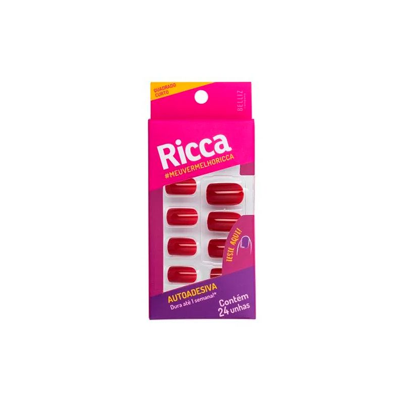 Unhas-Posticas-Ricca-Autoadesivas-Vermelho-Bordo-F1
