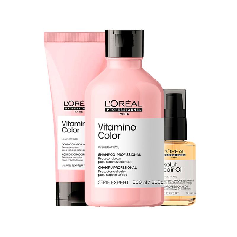 Kit-L-oreal-Professionnel-Serie-Expert-Vitamino-Color---Shampoo-300-ml---Condicionador-200-ml---Oleo-Capilar-Absolut-Repair-10-In-1-30-ml-F1