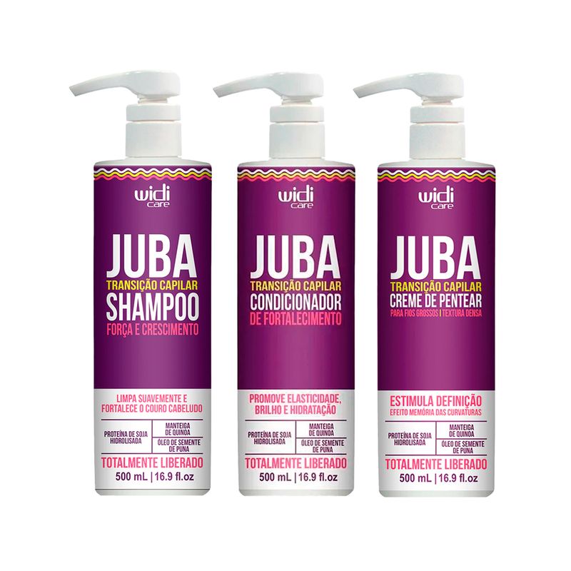 WIDI-CARE-JUBA-TRANSICAO-CAPILAR-SHAMPOO-500ML-CONDICIONADOR-500ML-CREME-DE-PENTEAR-500ML