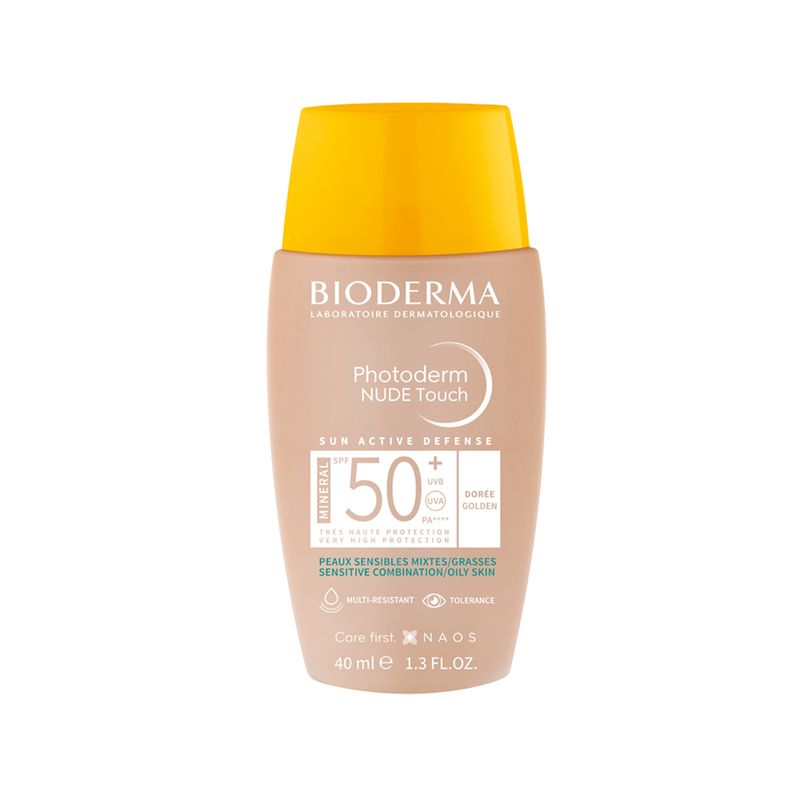 Protetor-Solar-Facial-FPS-50--Bioderma-Photoderm-Nude-Touch-Dourado-40-ml