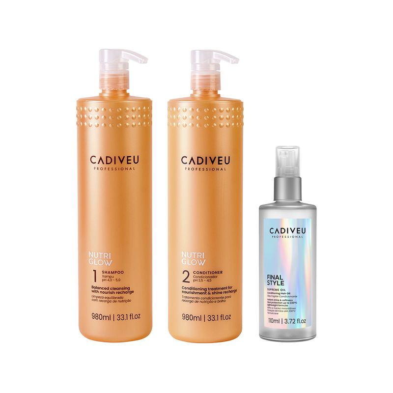 KIT-CADIVEU-NUTRI-GLOW-SHAMPOO-980ML---CONDICIONADOR-980ML---FINAL-STYLE--OLEO-CAPILAR--110ML