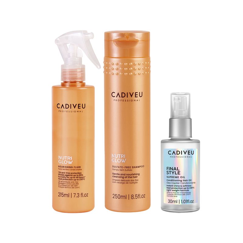 KIT-CADIVEU-NUTRI-GLOW-SHAMPOO-250ML-FLUIDO-215ML-FINAL-STYLE-OLEO-CAPILAR-MULTIBENEFICIOS-30ML