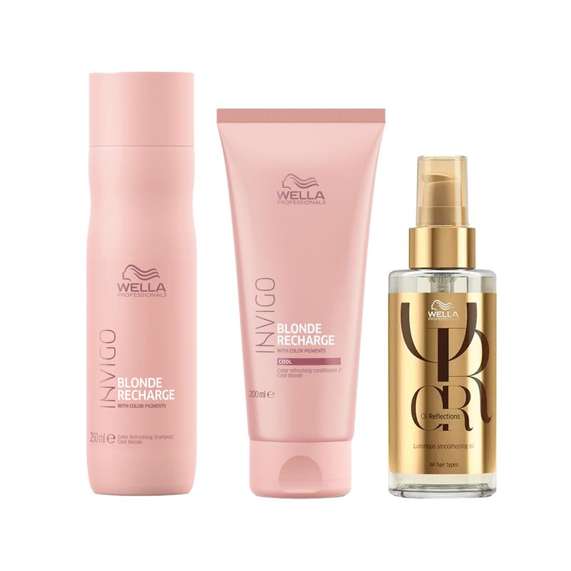 Kit-Wella-Invigo-Cool-Blonde-Recharge--Shampoo-250-ml---Condicionador-200-ml---Oleo-100-ml