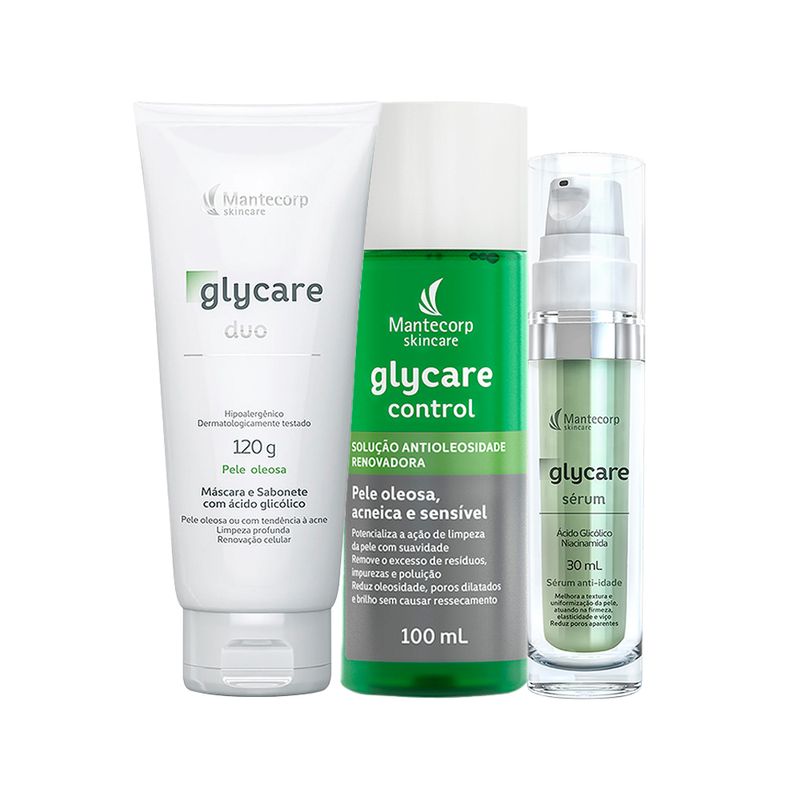 Kit-Mantecorp-Glycare-Duo-Sabonete-Facial-Liquido-120g---Solucao-Facial-Antioleosidade-100ml---Serum-30ml-F1