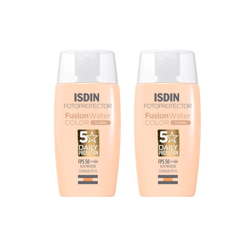 Kit-Isdin-Fotoprotecao-Fusion-Water-Color-Protetor-Solar-Facial-FPS-50-Clara-50ml-2-Unidades-F1