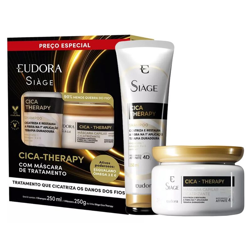 Kit-Eudora-Siage-Cica-Therapy-Shampoo-250-ml---Mascara-Capilar-Cicatrizante-250-g-F1