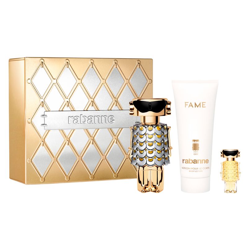 Kit-Rabanne-Coffret-Perfume-Fame-Eau-de-Parfum-Feminino-Feminino-80-ml---Creme-Corporal-Perfumed-100-ml---Miniatura-4-ml-F1