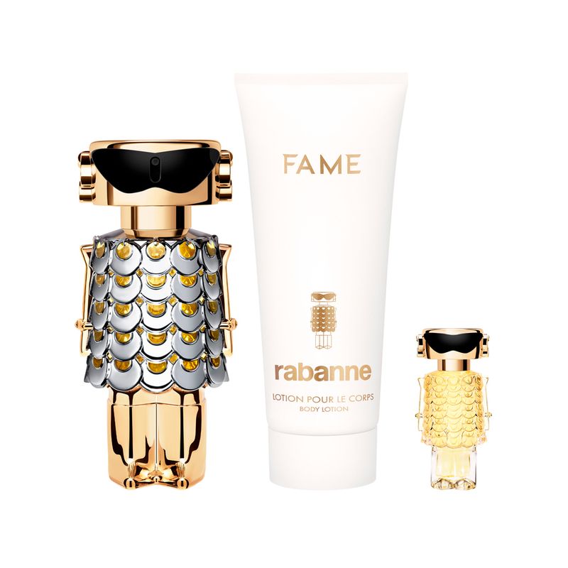 Kit-Rabanne-Coffret-Perfume-Fame-Eau-de-Parfum-Feminino-Feminino-80-ml---Creme-Corporal-Perfumed-100-ml---Miniatura-4-ml-F2