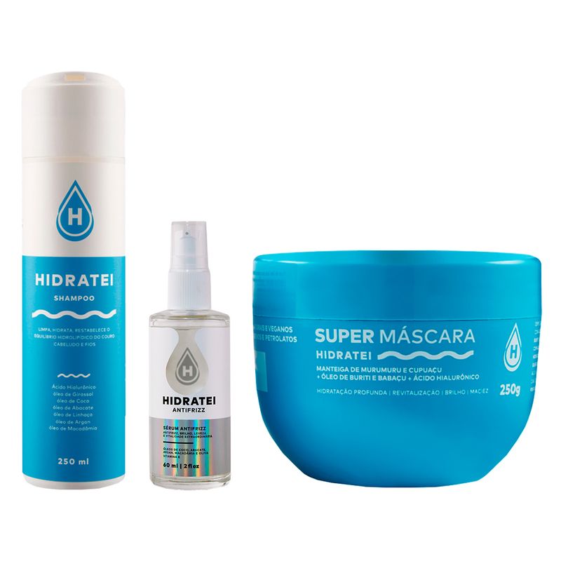 Kit-Hidratei-Shampoo-250ml---Super-Mascara-250g---Antifrizz-Serum-60ml