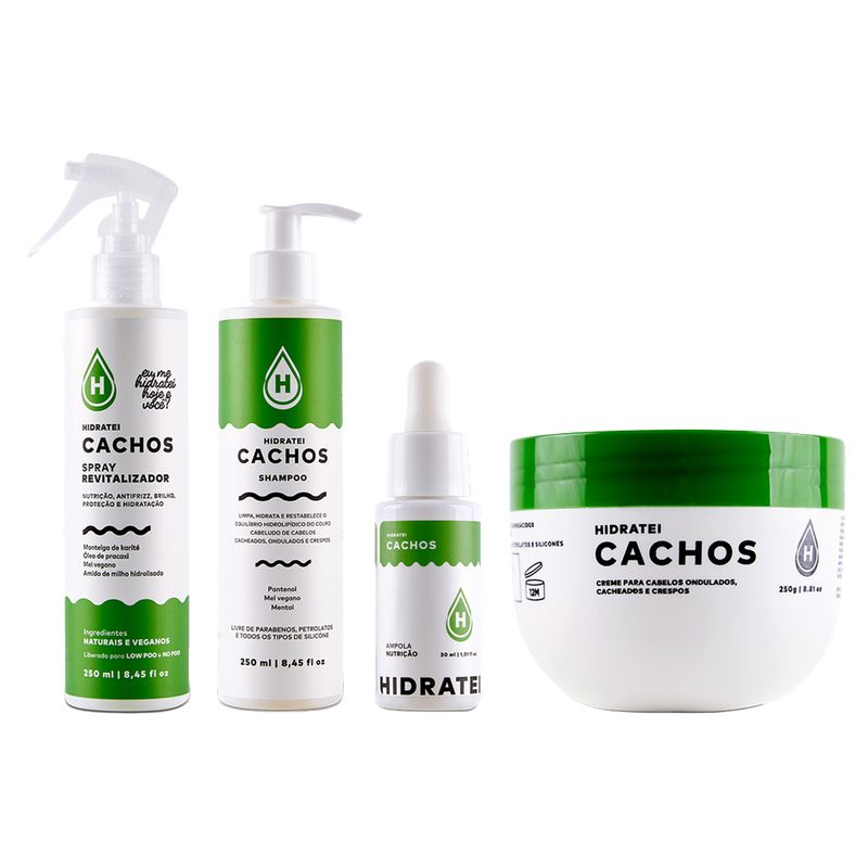Kit-Hidratei-Cachos-Shampoo-250ml---Creme-250g---Booster-de-Nutricao-30ml---Leave-In-250ml