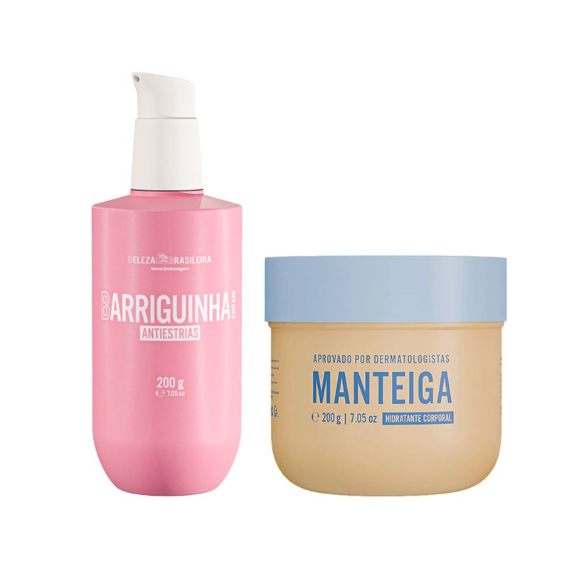 Kit-Beleza-Brasileira-Hidratante-Corporal-Manteiga-200ml---Barriguinha-Antiestrias-200g