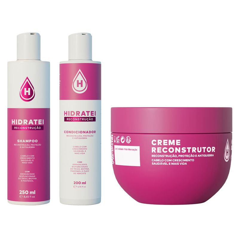 Kit-Hidratei-Reconstrucao-Shampoo-250ml---Condicionador-200ml---Mascara-250g-F1