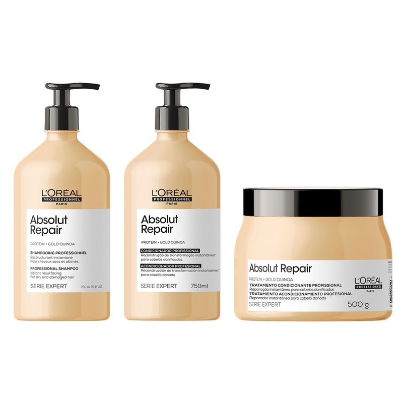 Kit-L-Oreal-Professionnel-Serie-Expert-Absolut-Repair-Gold-Quinoa---Shampoo-300ml---Condicionador-200ml---Mascara-Reparacao-500g