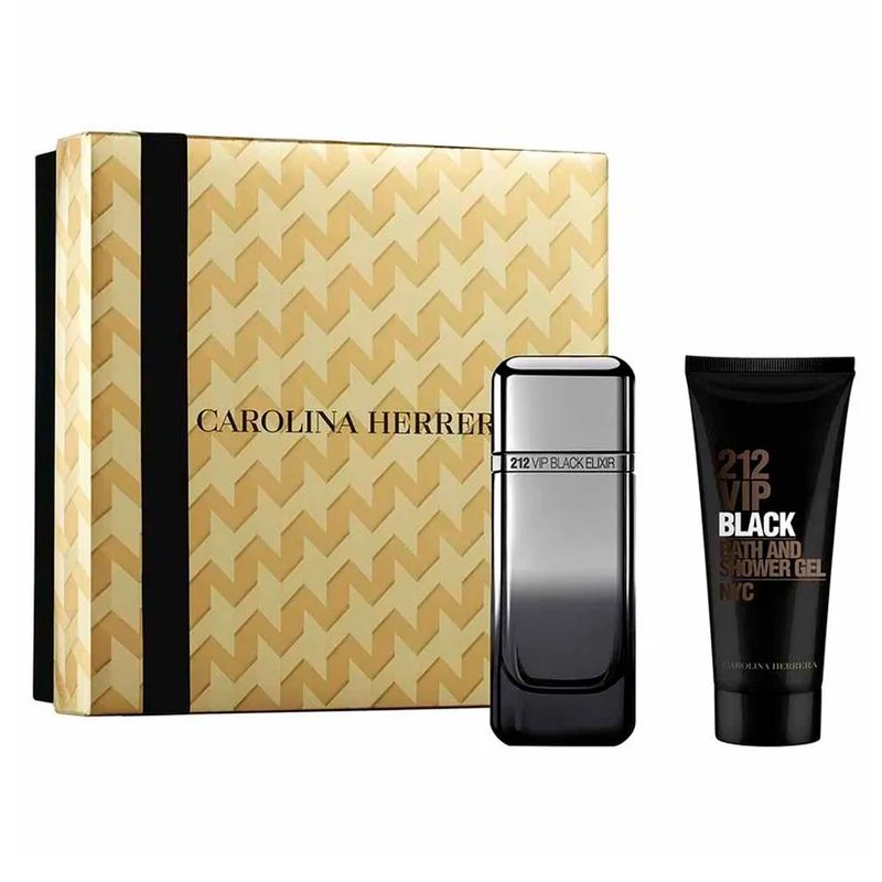 Kit-Perfume-Carolina-Herrera-212-Vip-Black-Elixir-Masculino---Eau-de-Parfum-100ml---Gel-de-Banho-100ml
