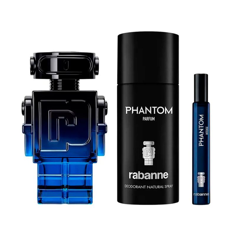 Kit-Perfume-Rabanne-Phantom-Masculino---Eau-de-Parfum-100ml---Desodorante-150ml---Miniatura-10ml